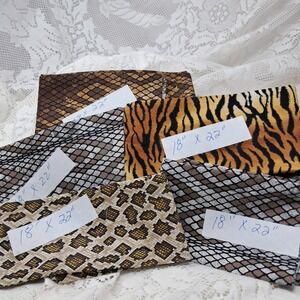 6 Animal Print Fabric Lot‎ Sewing Quilting Crafting Tiger Snake Leopard 18x22